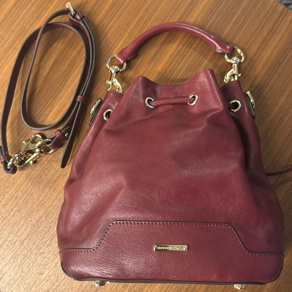 Rebecca Minkoff Leather Burgundy Bucket Bag